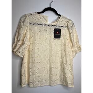 Womens Luxveer Ivory Lace Blouse Size Med NWT